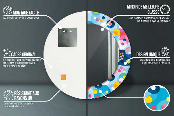 Farebné tŕne Okrúhle dekoračné zrkadlo na stenu