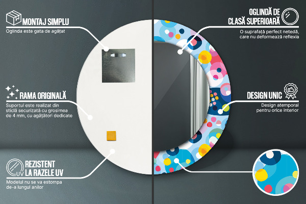 Farebné tŕne Okrúhle dekoračné zrkadlo na stenu