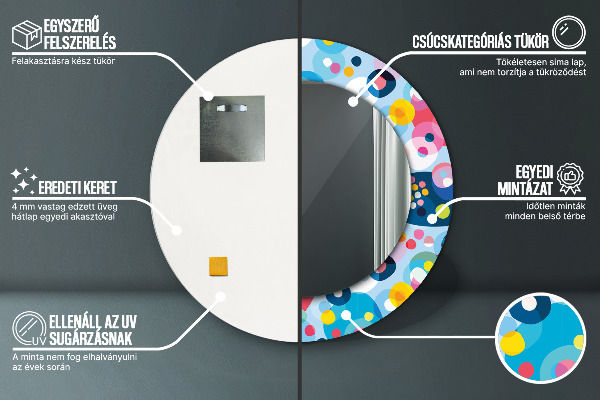 Farebné tŕne Okrúhle dekoračné zrkadlo na stenu