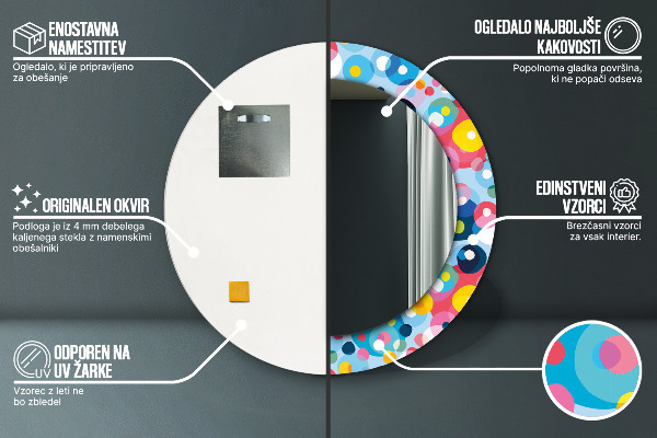 Farebné tŕne Okrúhle dekoračné zrkadlo na stenu