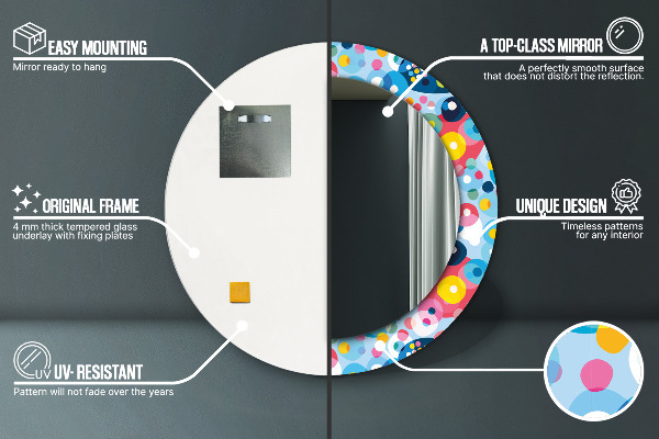 Farebné tŕne Okrúhle dekoračné zrkadlo na stenu