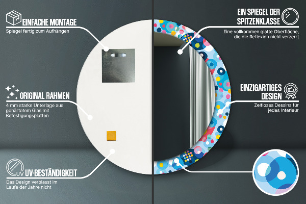 Farebné tŕne Okrúhle dekoračné zrkadlo na stenu