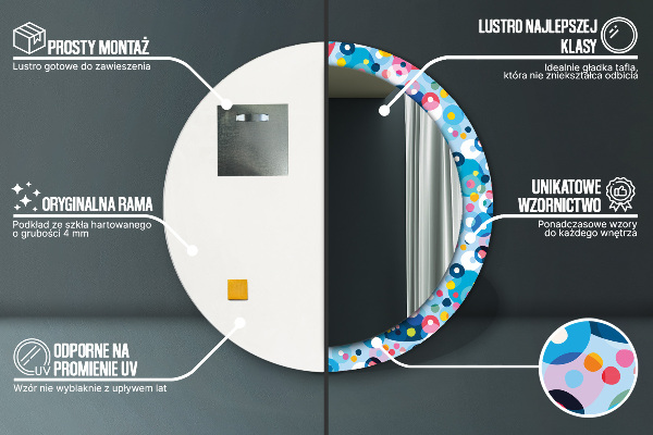 Farebné tŕne Okrúhle dekoračné zrkadlo na stenu