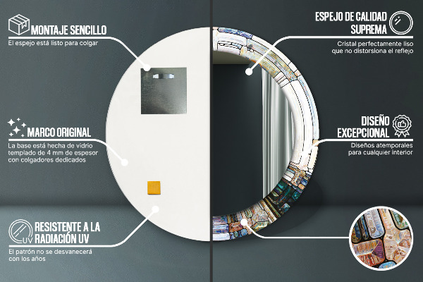 Abstraktné okno z farebného skla Okrúhle dekoračné zrkadlo na stenu