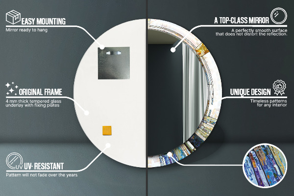 Abstraktné okno z farebného skla Okrúhle dekoračné zrkadlo na stenu