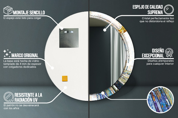 Abstraktné okno z farebného skla Okrúhle dekoračné zrkadlo na stenu