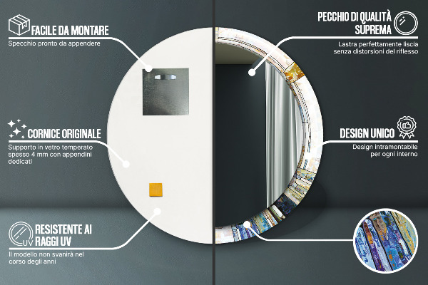 Abstraktné okno z farebného skla Okrúhle dekoračné zrkadlo na stenu