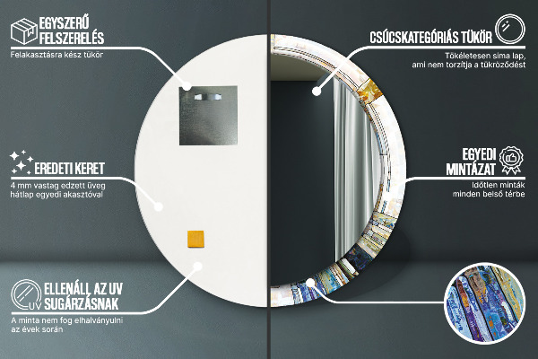 Abstraktné okno z farebného skla Okrúhle dekoračné zrkadlo na stenu