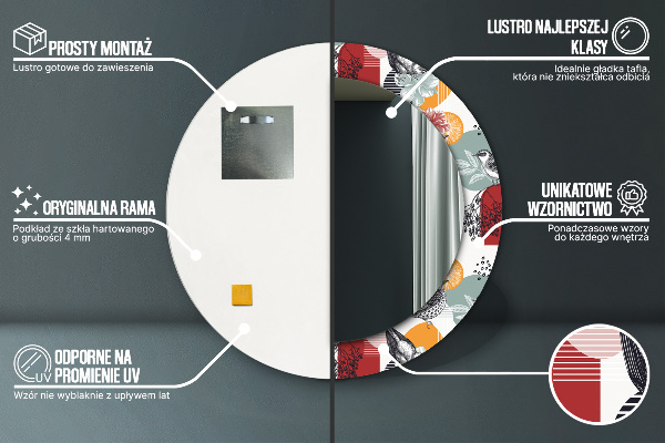 Abstrakcia s vtákmi Okrúhle dekoračné zrkadlo