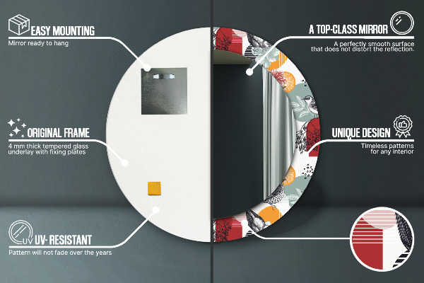 Abstrakcia s vtákmi Okrúhle dekoračné zrkadlo