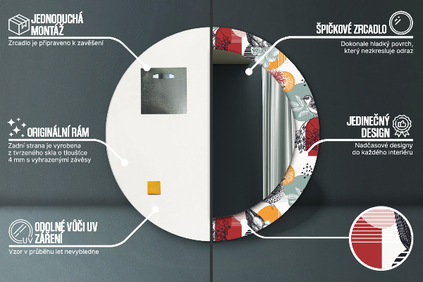 Abstrakcia s vtákmi Okrúhle dekoračné zrkadlo