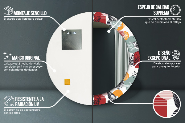 Abstrakcia s vtákmi Okrúhle dekoračné zrkadlo