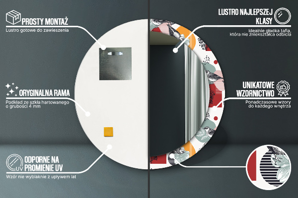 Abstrakcia s vtákmi Okrúhle dekoračné zrkadlo