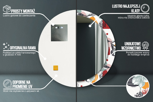 Abstrakcia s vtákmi Okrúhle dekoračné zrkadlo