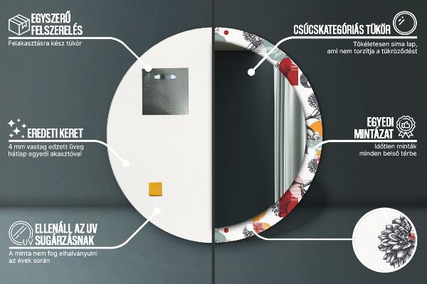 Abstrakcia s vtákmi Okrúhle dekoračné zrkadlo