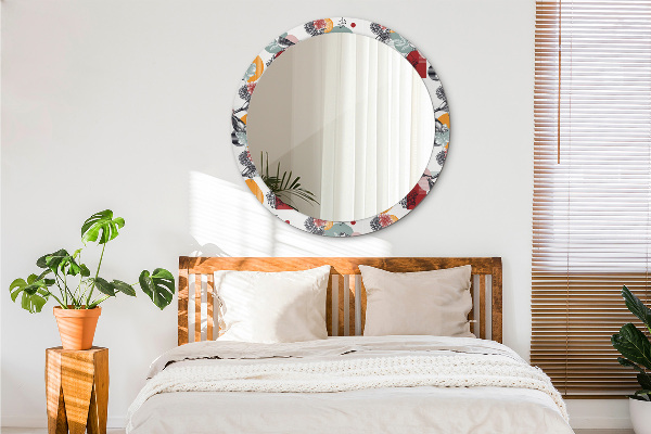 Abstrakcia s vtákmi Okrúhle dekoračné zrkadlo