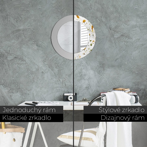 Kvety Okrúhle dekoračné zrkadlo na stenu