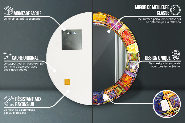 Farebné okno z farebného skla Okrúhle zrkadlo s motívom