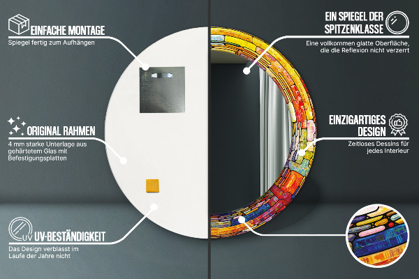 Farebné okno z farebného skla Okrúhle zrkadlo s motívom