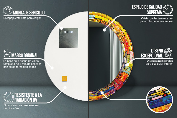 Farebné okno z farebného skla Okrúhle zrkadlo s motívom
