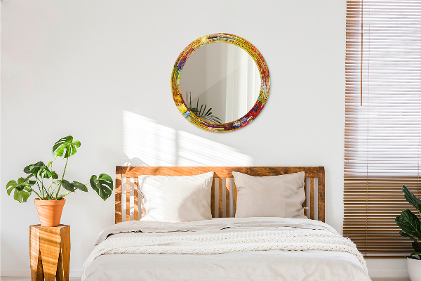 Farebné okno z farebného skla Okrúhle zrkadlo s motívom