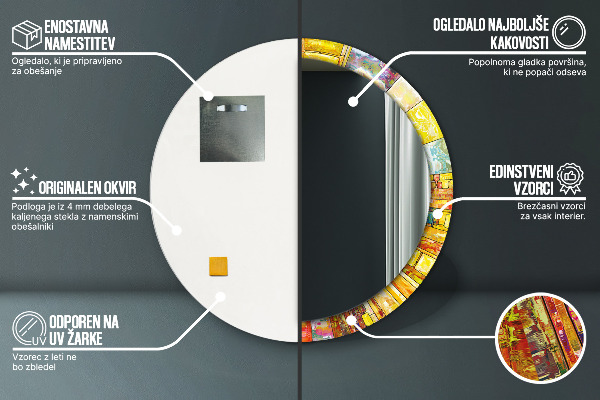 Farebné okno z farebného skla Okrúhle zrkadlo s motívom