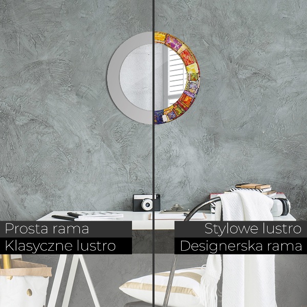 Farebné okno z farebného skla Okrúhle zrkadlo s motívom