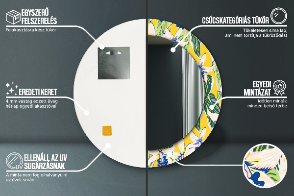 Modré a žlté orchidey Okrúhle zrkadlo s motívom