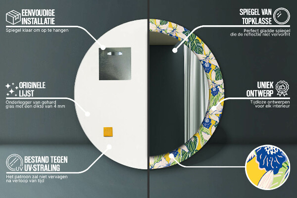 Modré a žlté orchidey Okrúhle zrkadlo s motívom