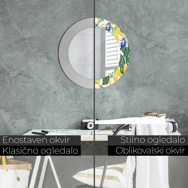 Modré a žlté orchidey Okrúhle zrkadlo s motívom