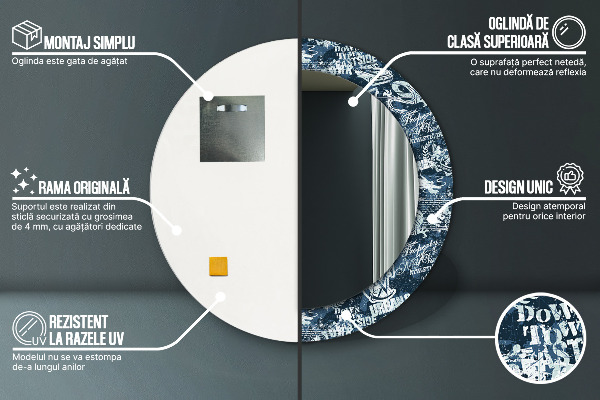 Koláž Okrúhle zrkadlo s motívom