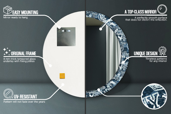 Koláž Okrúhle zrkadlo s motívom