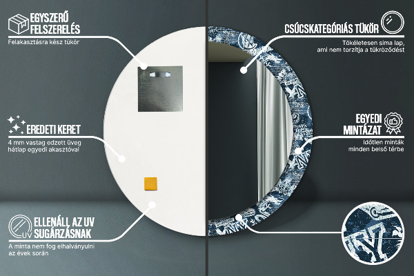 Koláž Okrúhle zrkadlo s motívom