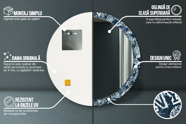 Koláž Okrúhle zrkadlo s motívom