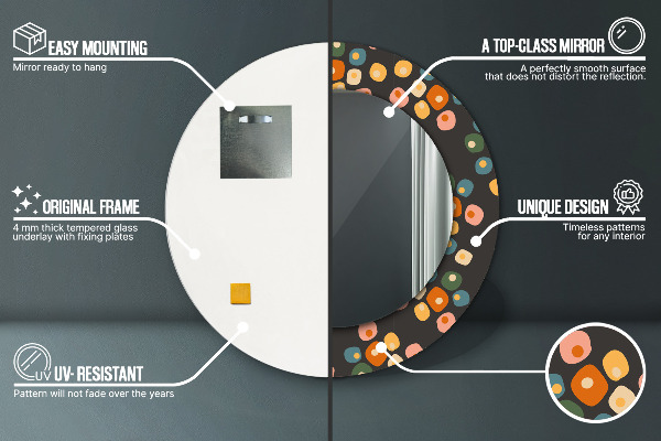 Kvetinové bodky Okrúhle zrkadlo s motívom