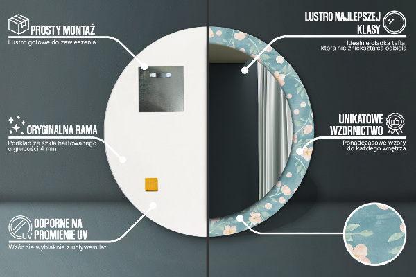 Kvetinový vzor Okrúhle zrkadlo s motívom