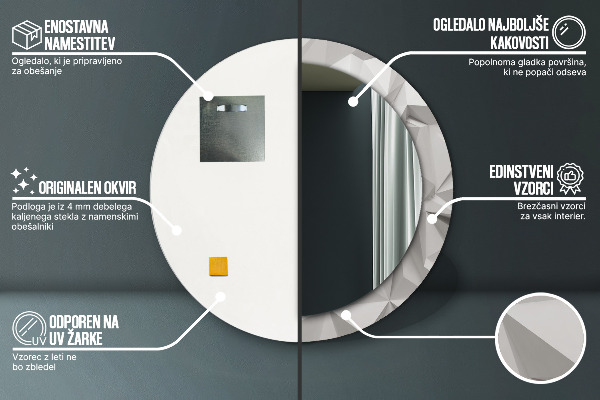 Abstraktný biely kryštál Okrúhle zrkadlo s motívom