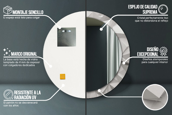 Abstraktný biely kryštál Okrúhle zrkadlo s motívom