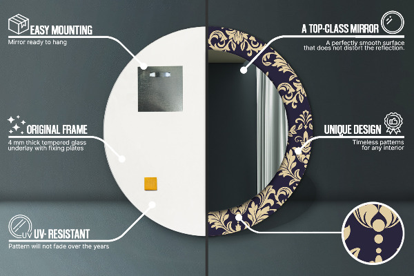 Kvetinový vzor Okrúhle dekoračné zrkadlo