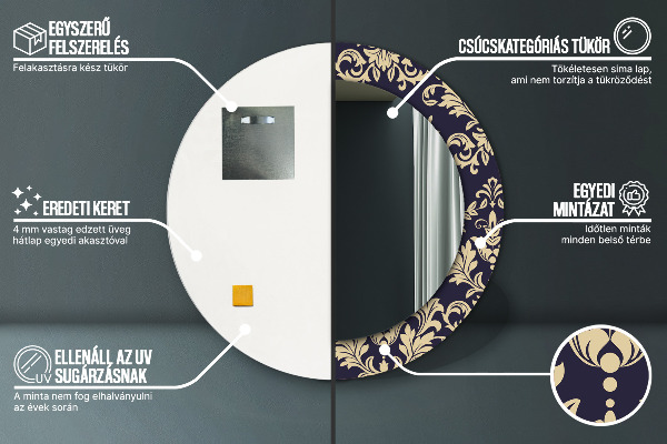 Kvetinový vzor Okrúhle dekoračné zrkadlo