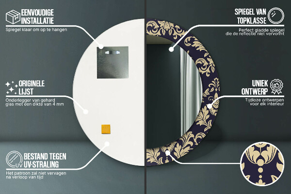 Kvetinový vzor Okrúhle dekoračné zrkadlo