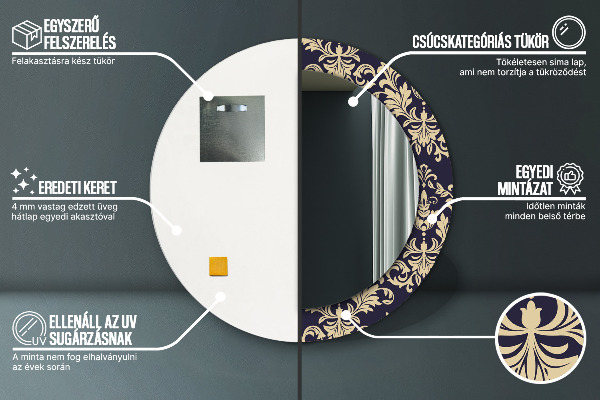 Kvetinový vzor Okrúhle dekoračné zrkadlo