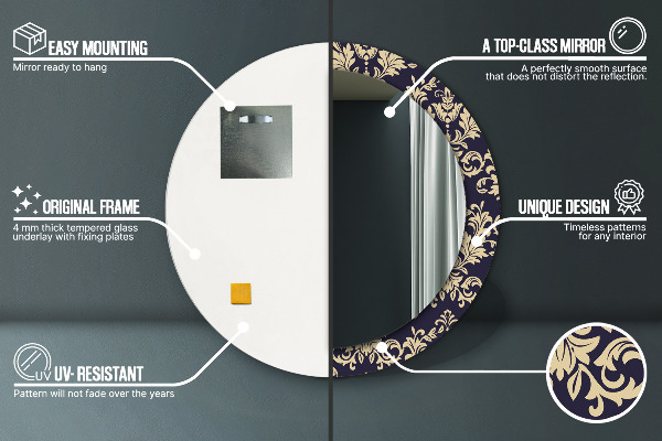 Kvetinový vzor Okrúhle dekoračné zrkadlo