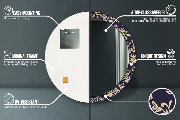 Kvetinový vzor Okrúhle dekoračné zrkadlo