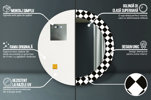 Šachový stôl Okrúhle dekoračné zrkadlo