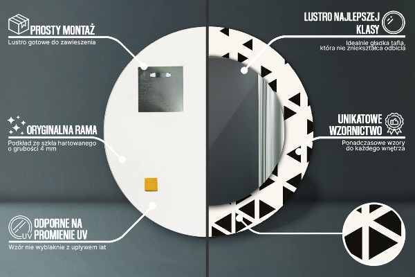 Abstraktný geometrický Okrúhle dekoračné zrkadlo