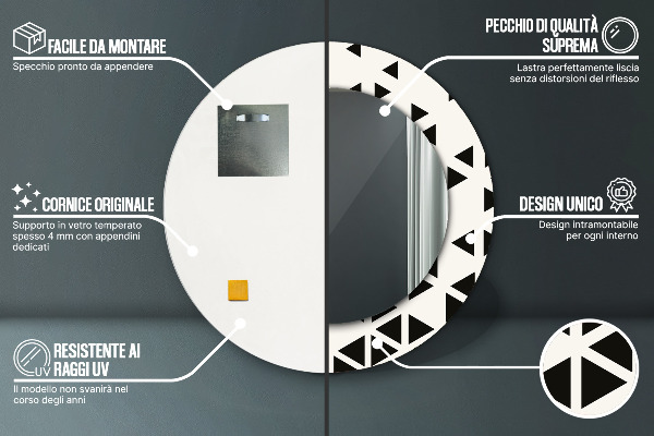 Abstraktný geometrický Okrúhle dekoračné zrkadlo