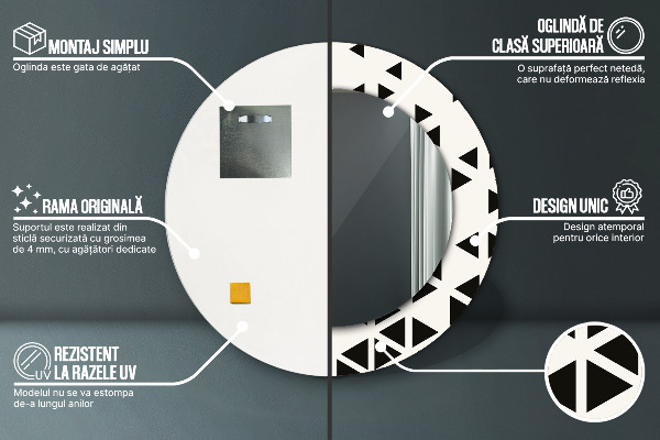 Abstraktný geometrický Okrúhle dekoračné zrkadlo