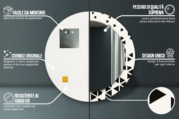 Abstraktný geometrický Okrúhle dekoračné zrkadlo