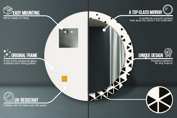 Abstraktný geometrický Okrúhle dekoračné zrkadlo